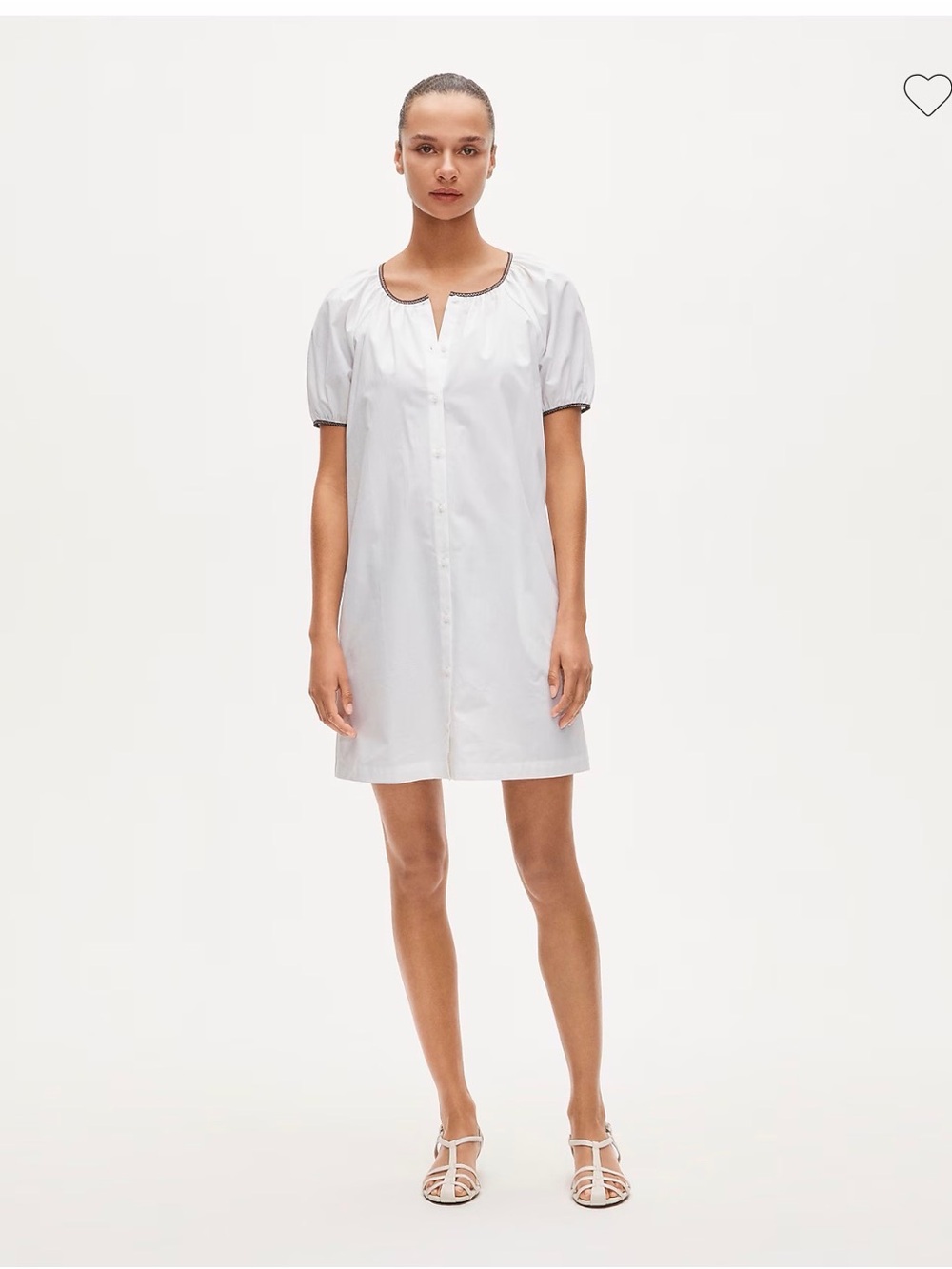 J Crew Puff-sleeve popover dress with contrast trim - never worn.
